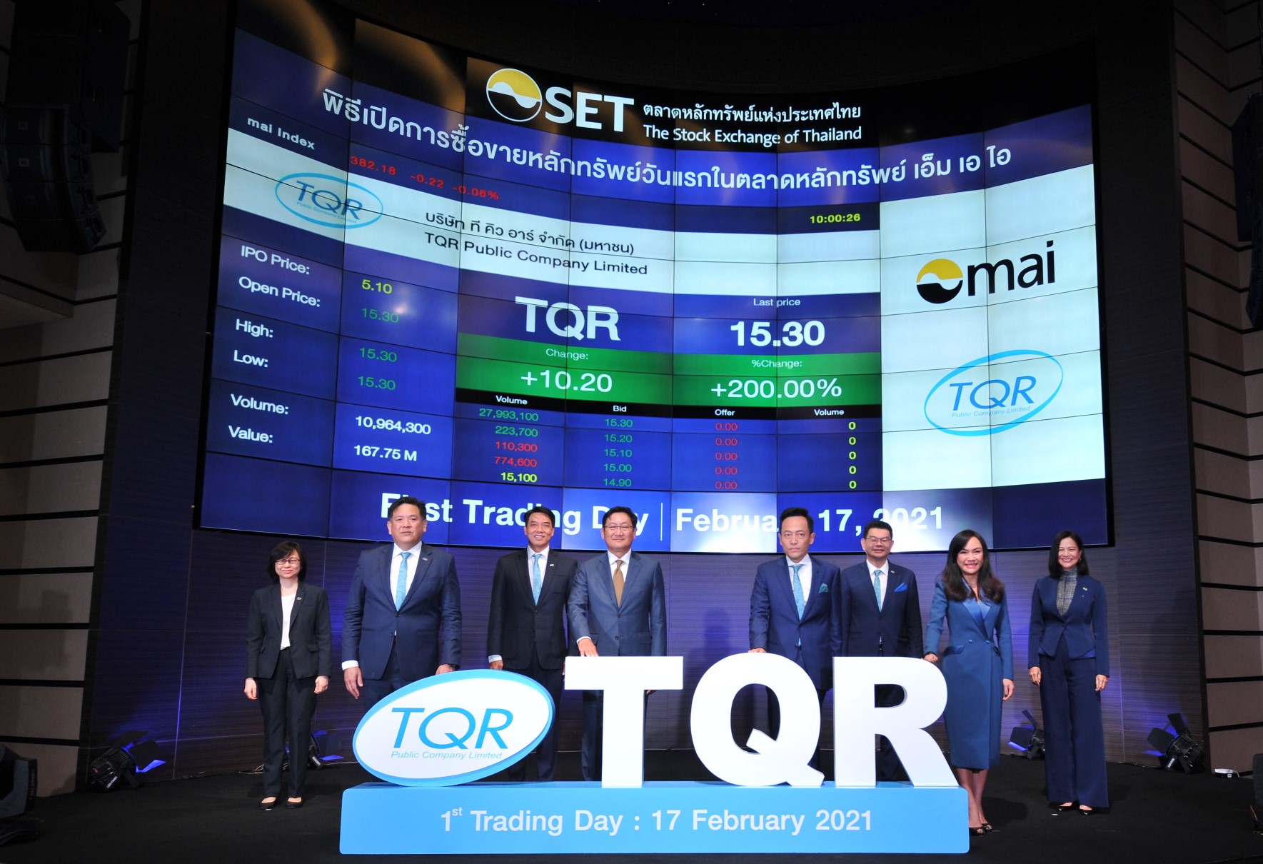 TQR ปลื้ม!เทรดวันแรกมูลค่าIPOแตะ1,173ล้านบาท