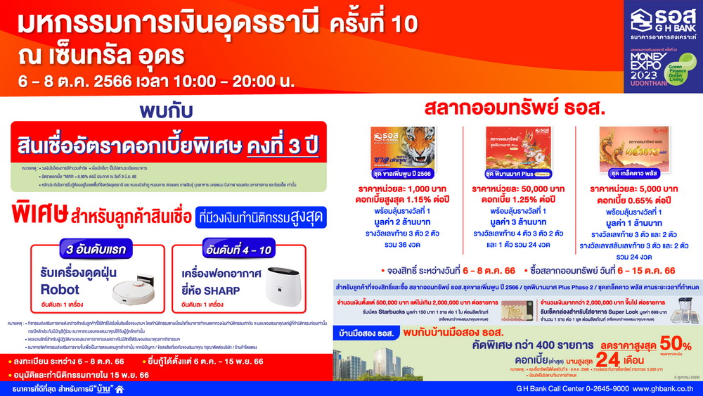 ธอส. จัดโปรโมชันร่วมงานมหกรรมการเงินอุดรธานี ครั้งที่ 10   