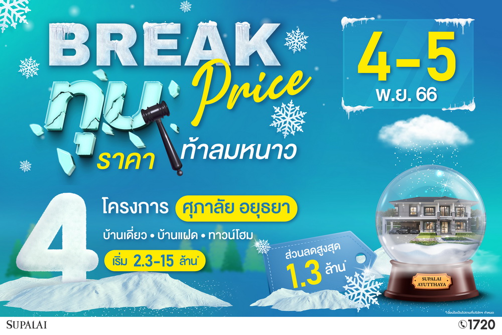 "ศุภาลัย" จัดโปรฯ "Break Price ทุบราคา...ท้าลมหนาว"