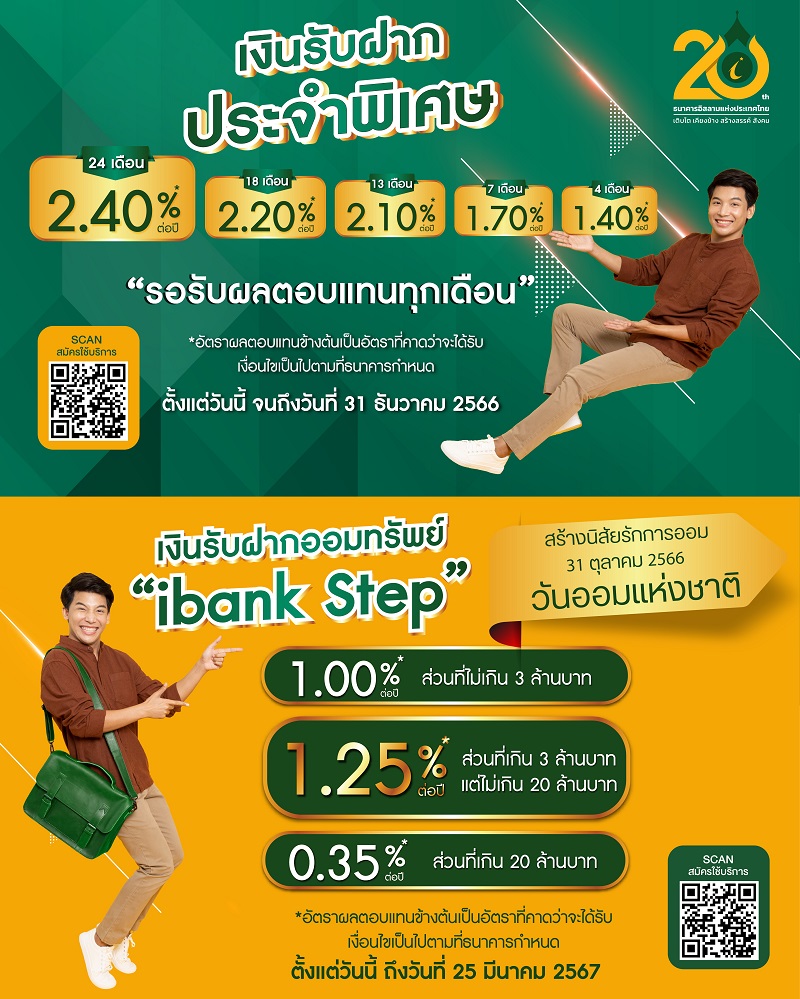 ไอแบงก์ฉลองวันออมแห่งชาติขยับปรับอัตราผลตอบแทน   