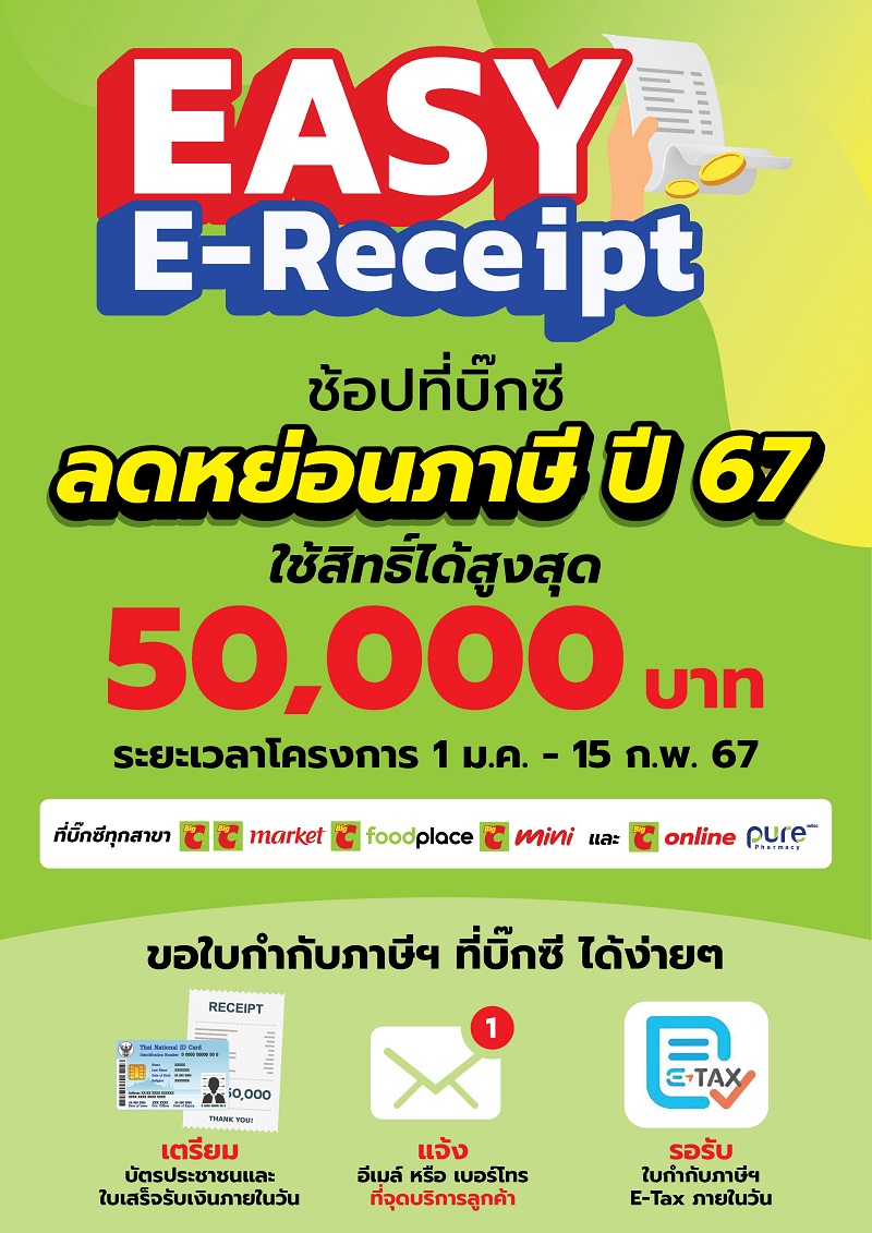 เริ่มแล้ววันนี้! ช้อปลดหย่อนภาษี Big C Easy E-Recipt     