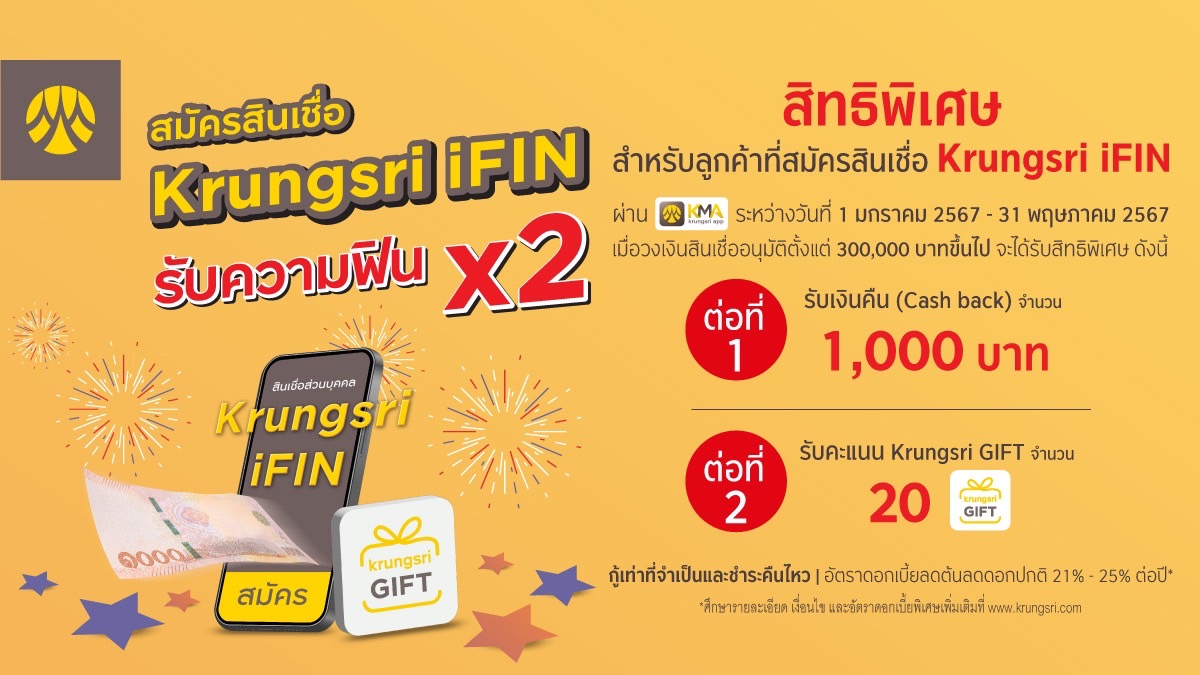 สมัครสินเชื่อ Krungsri iFIN     