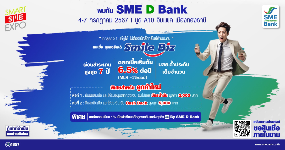 SME D Bank อัดโปรเด็ด"เติมทุนคู่พัฒนา"