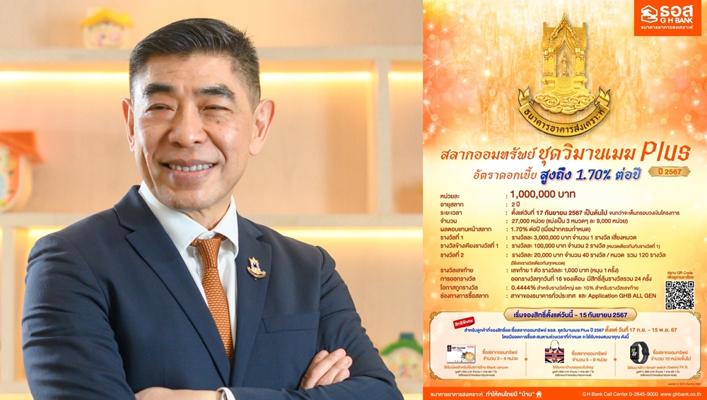 สลากออมทรัพย์ ธอส. ชุดวิมานเมฆ Plus ปี 2567 รีเทิร์น!   