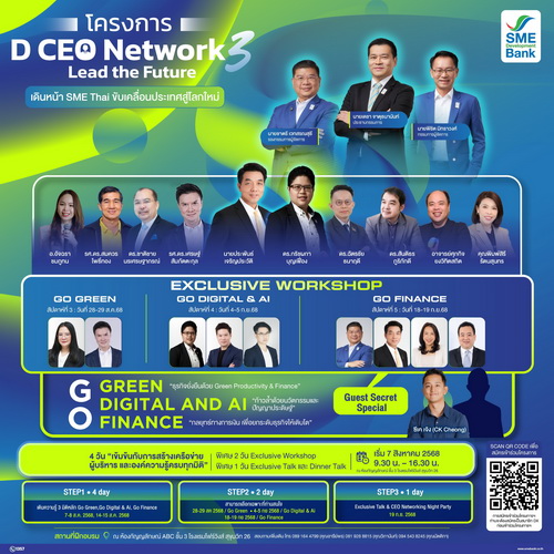 SME D Bank จัดยิ่งใหญ่ "โครงการ D CEO Network รุ่นที่ 3" เปิดรับ     