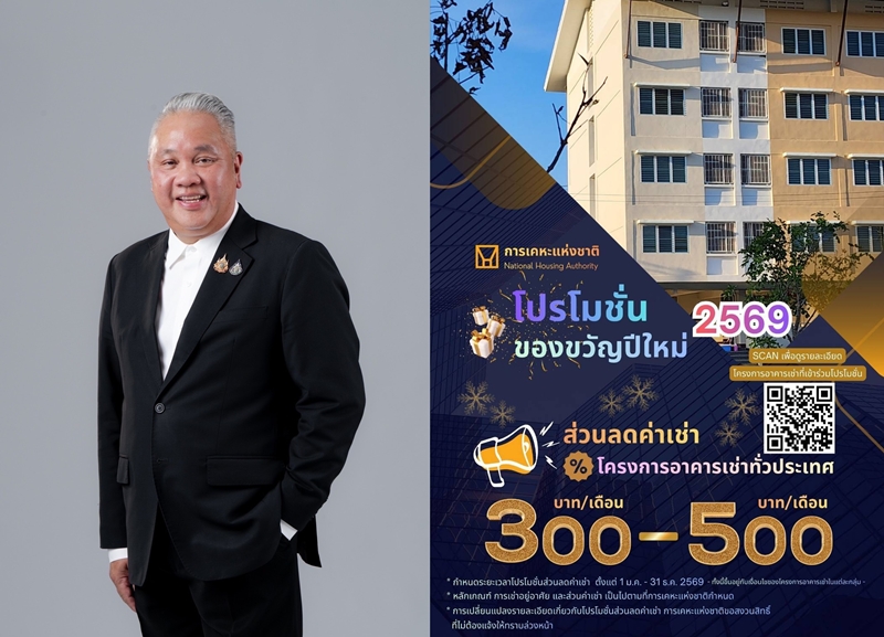 กคช. มอบของขวัญปีใหม่ 2569 ลดราคาสูงสุด 20%     
